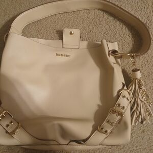 Cream Hobo Bag with Tassel Charm